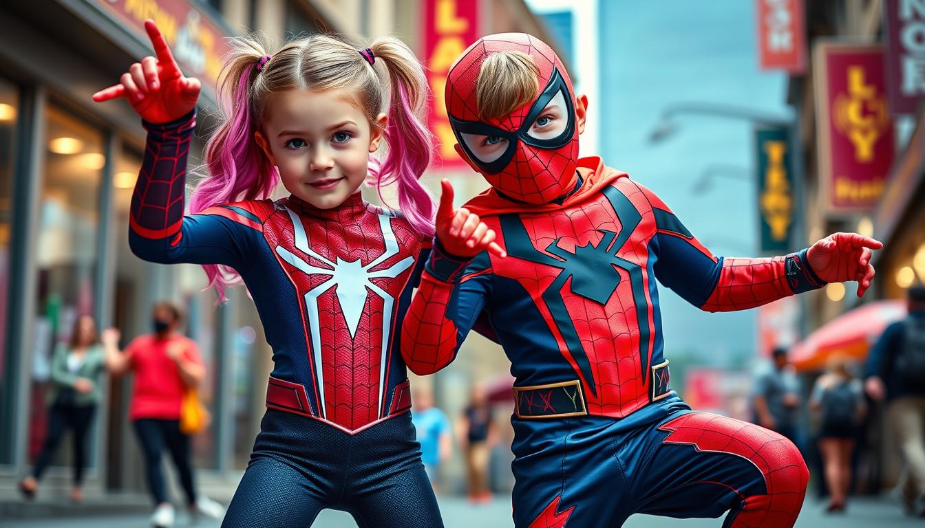 Rent Spider-Kids Costumes: Gwen & Peter Cartoon Fun